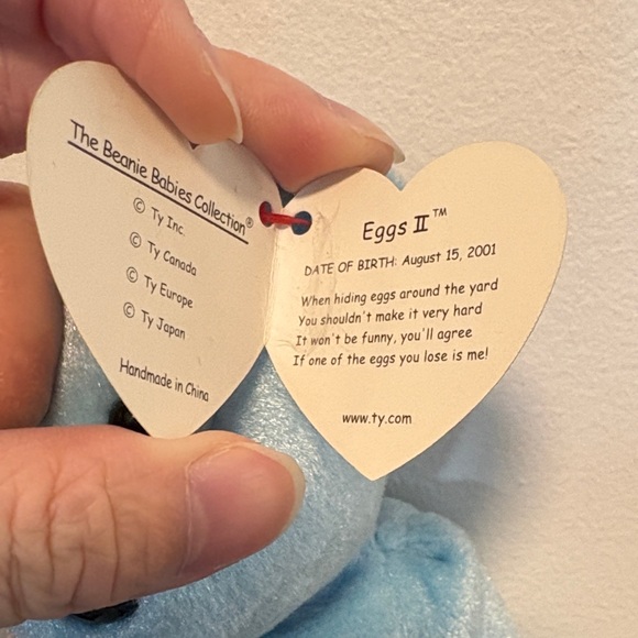 Ty Light Blue Stuffed Bear with Pink Ribbon - Picture 3 of 5